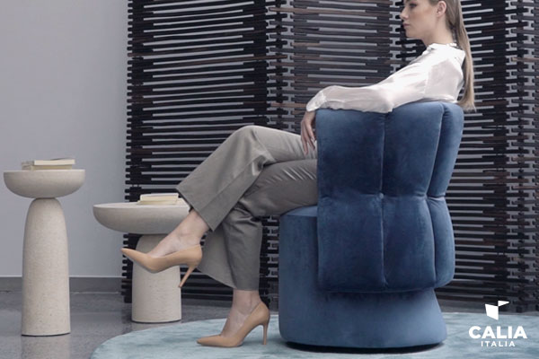 Calia Italia launches Madame G, the new armchair also chosen by Flavia Pennetta
